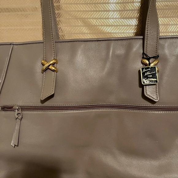 ANN KLEIN~ LG TOTE~ BEIGE/TAUPE~ NICE - Picture 2 of 7